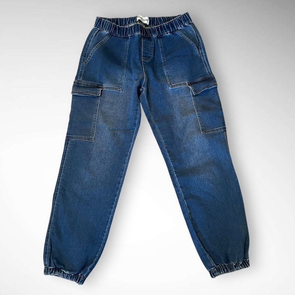 NO BOUNDARIES Dark Wash Cargo Jogger Jeans Size Small | EUC